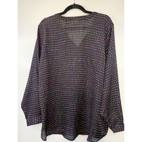Liz Claiborne Plus Size Workwear Blouse Black W Pops Of Color Size 2X - Picture 5 of 5